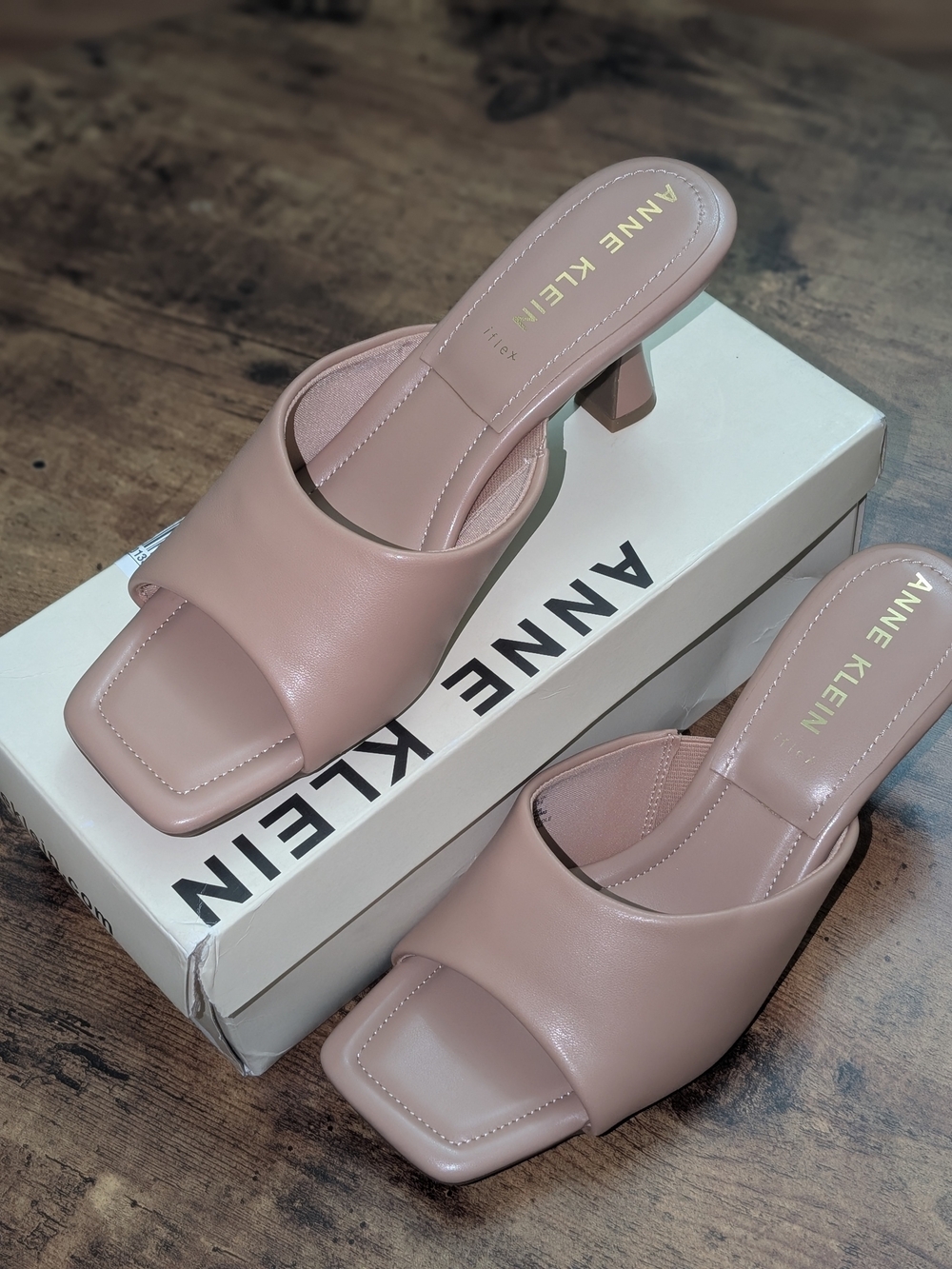 Anne Klein Womens Blush Pink Open-Toe Mule Heels